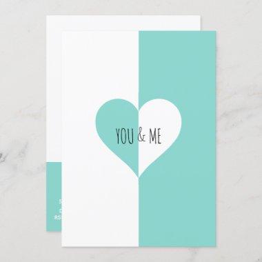You & Me Suite Teal Blue Rehearsal Invitations