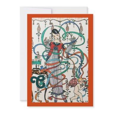 YOUNG GIRL,COLORFUL RIBBONS  MONOGRAM