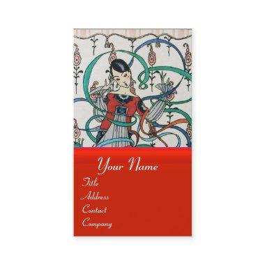 YOUNG GIRL WITH COLORFUL RIBBON SWIRLS AND CUPID BUSINESS