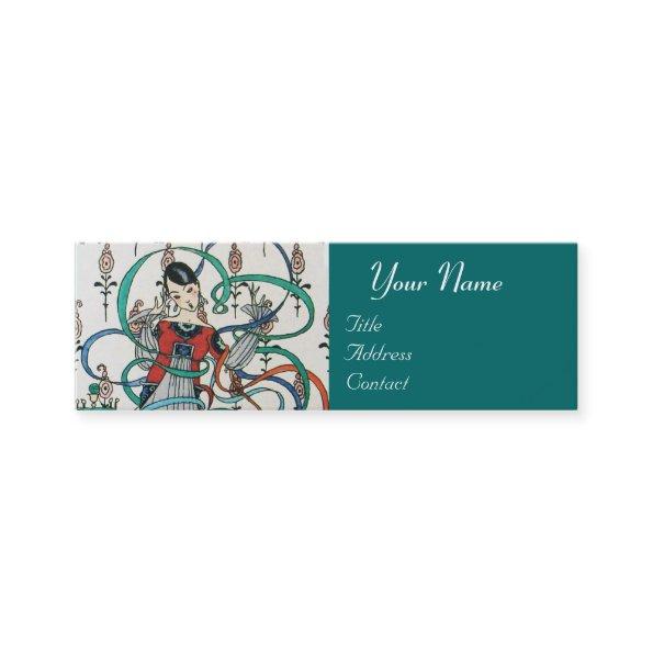 YOUNG GIRL WITH COLORFUL RIBBON SWIRLS AND CUPID MINI BUSINESS