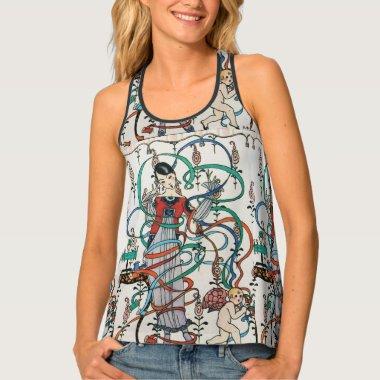 YOUNG GIRL WITH COLORFUL RIBBON SWIRLS AND CUPID TANK TOP