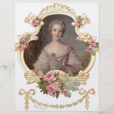 Young Queen Marie Antoinette Pink Roses Invitations Flyer