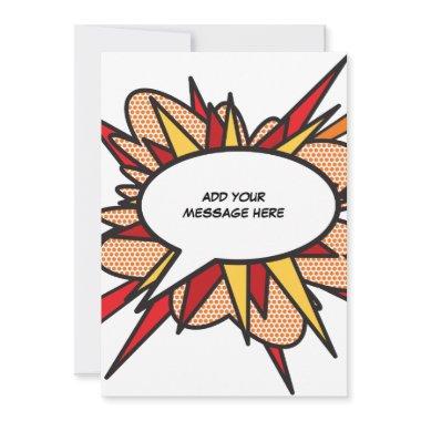 Your Message Speech Bubble Fun Retro Comic Book Invitations