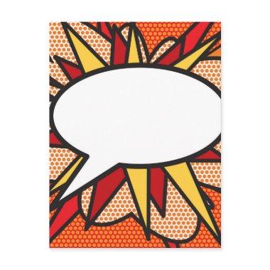 Your Message Speech Bubble Fun Retro Comic Book PostInvitations