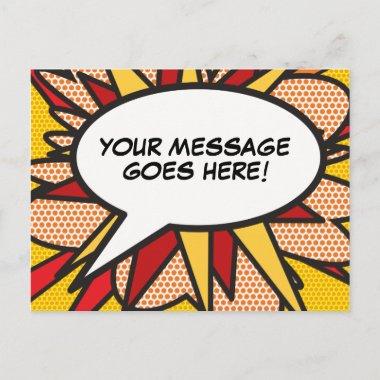 Your Message Speech Bubble Fun Retro Comic Book PostInvitations