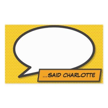 Your Message Speech Bubble Fun Retro Comic Book Rectangular Sticker