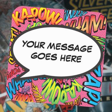 Your Message Speech Bubble Fun Retro Square Sticker