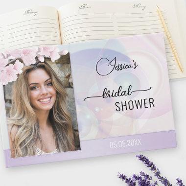 Your Photo Artistic Lilac Floral Bridal Shower Guest Book