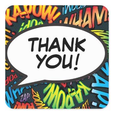 Your Thank You Message Speech Bubble Fun Retro Square Sticker