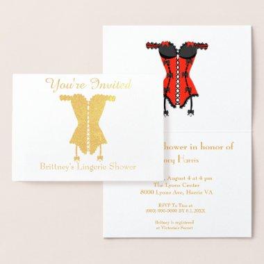 You're Invited Lingerie Bridal Shower Foil Invitations