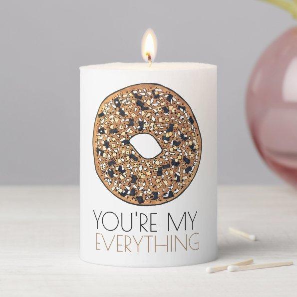 You're My Everything Bagel Breakfast Food Love Pillar Candle