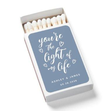 You're the Light of my Life Vintage Blue Wedding Matchboxes