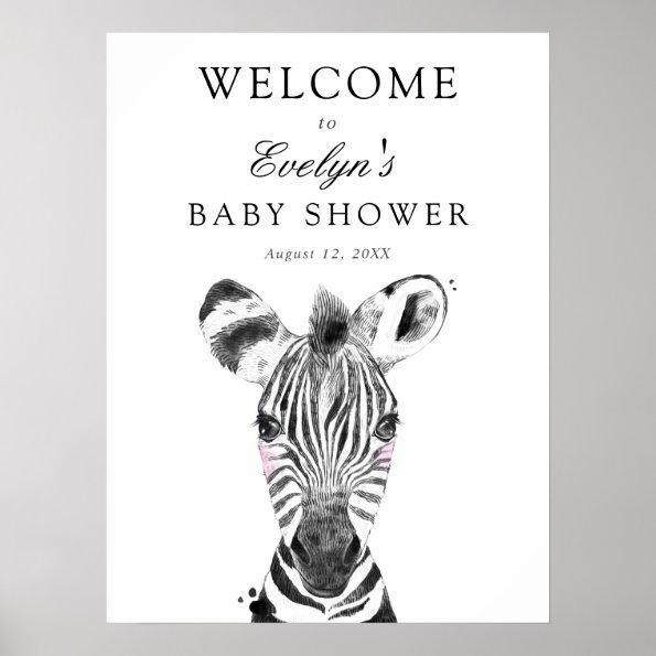 Zebra Baby Shower Welcome Sign