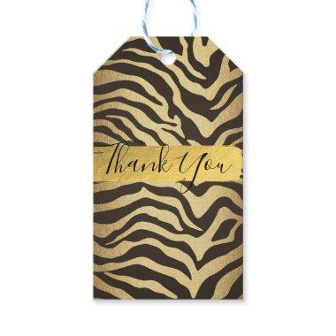 Zebra Skin Animal Print Gold Favor Gift Tags