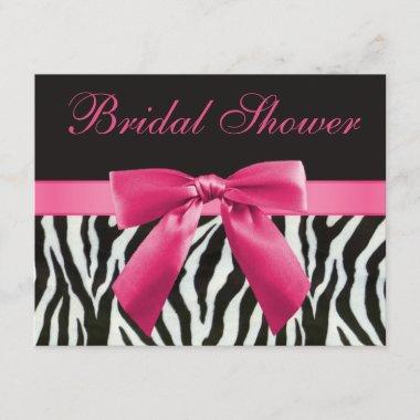Zebra Stripes & Pink Printed Bow Bridal Shower Invitations