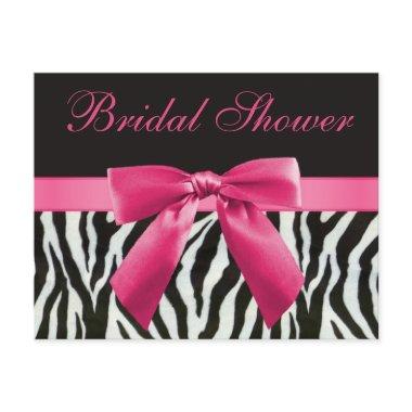 Zebra Stripes & Pink Printed Bow Bridal Shower Invitations