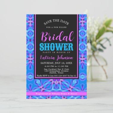 Zen Blue & Pink Bridal Shower Party Invitations