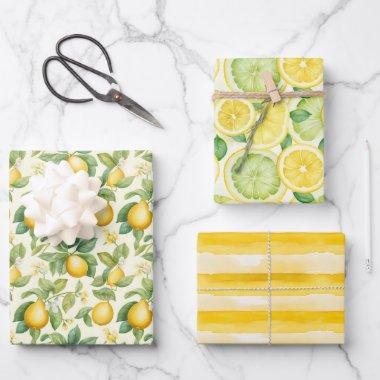 Zesty Lemon Watercolor Wrapping Paper Sheets